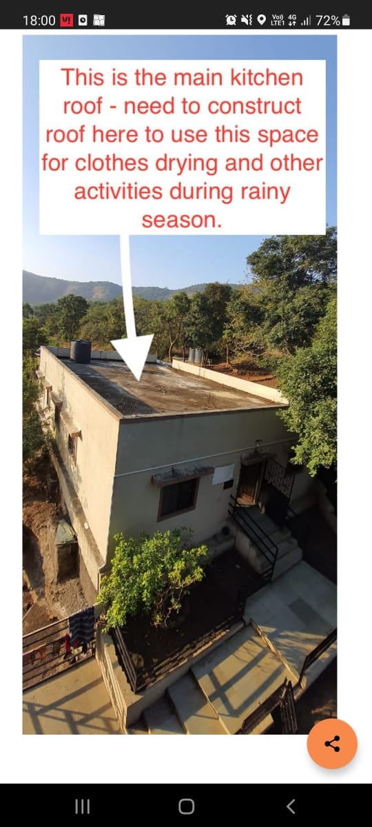 Great News – a new roof for the girls hostel kitchen – going up now!